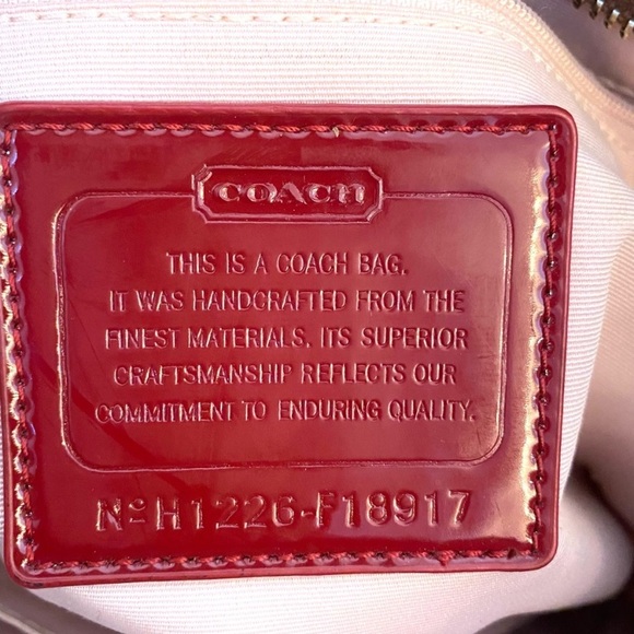 Coach Brown and Red Tote with Monogram Pattern and Heart Charm - Picture 6 of 9